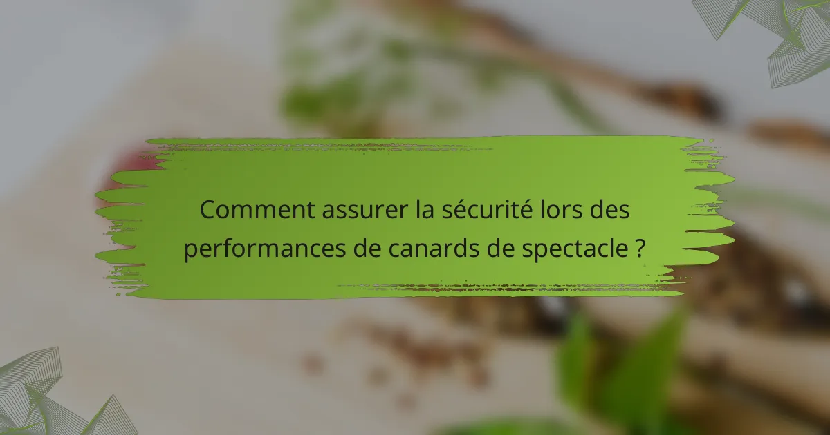 Comment assurer la sécurité lors des performances de canards de spectacle ?
