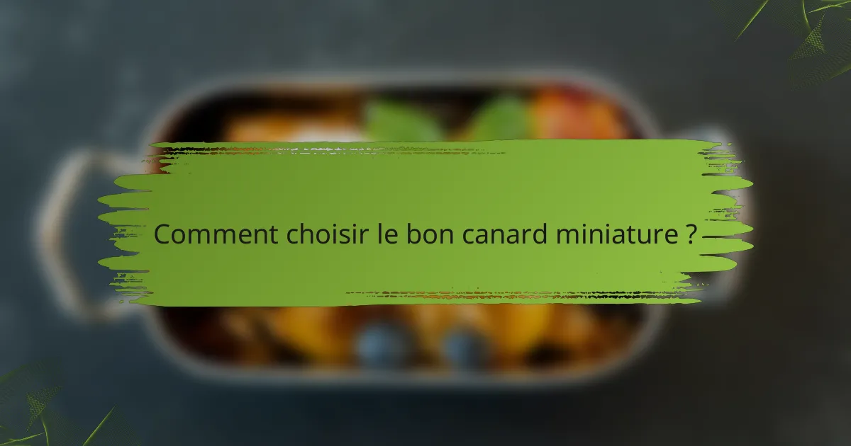 Comment choisir le bon canard miniature ?
