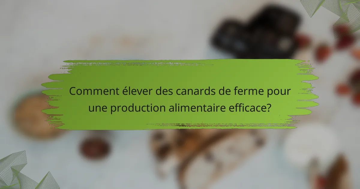 Comment élever des canards de ferme pour une production alimentaire efficace?