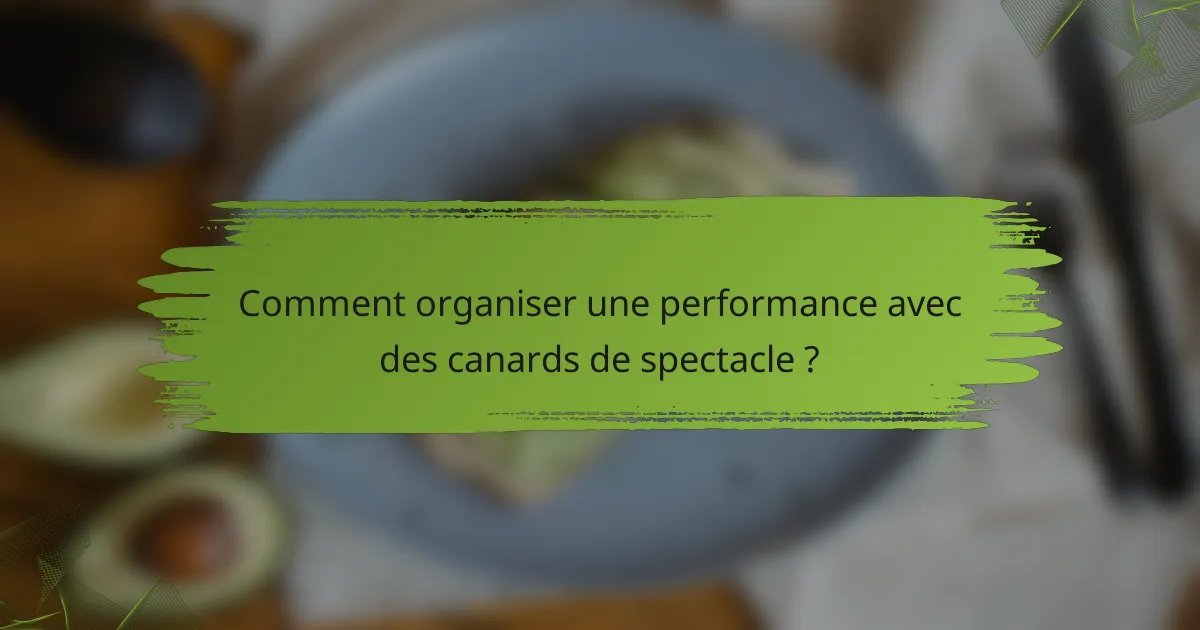 Comment organiser une performance avec des canards de spectacle ?