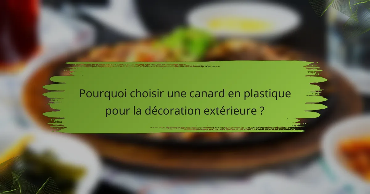 Pourquoi choisir une canard en plastique pour la décoration extérieure ?