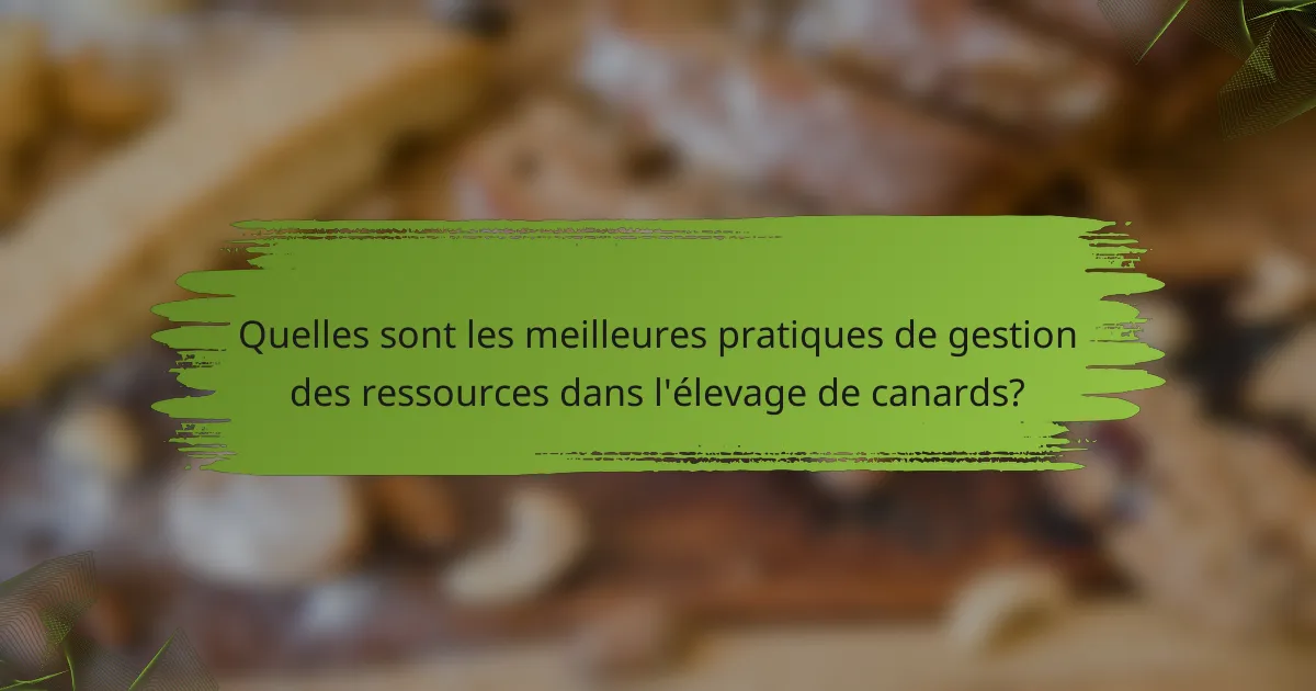Quelles sont les meilleures pratiques de gestion des ressources dans l'élevage de canards?