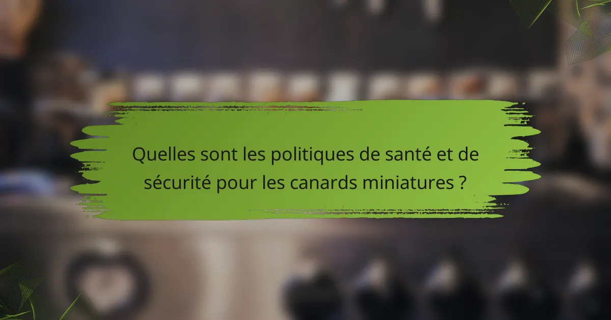 Quelles sont les politiques de santé et de sécurité pour les canards miniatures ?