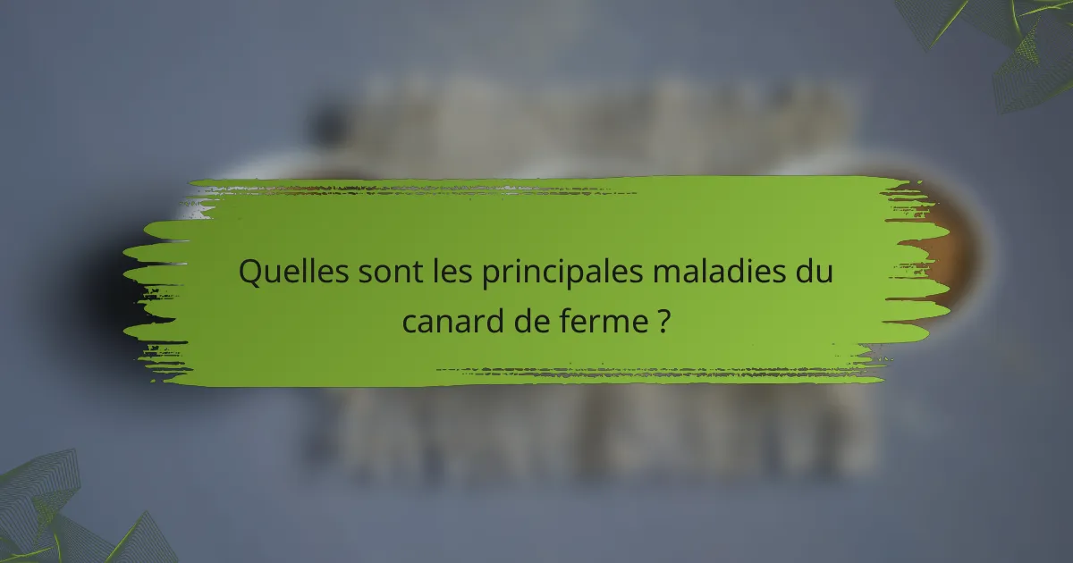 Quelles sont les principales maladies du canard de ferme ?
