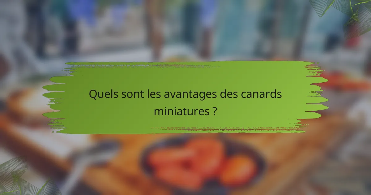 Quels sont les avantages des canards miniatures ?