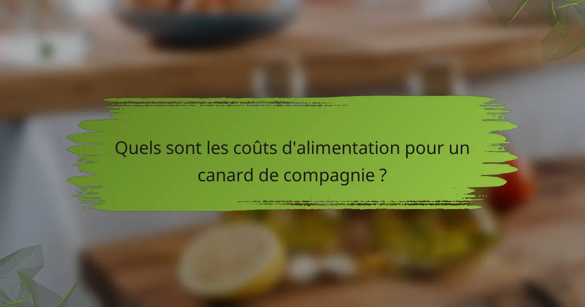 Quels sont les coûts d'alimentation pour un canard de compagnie ?