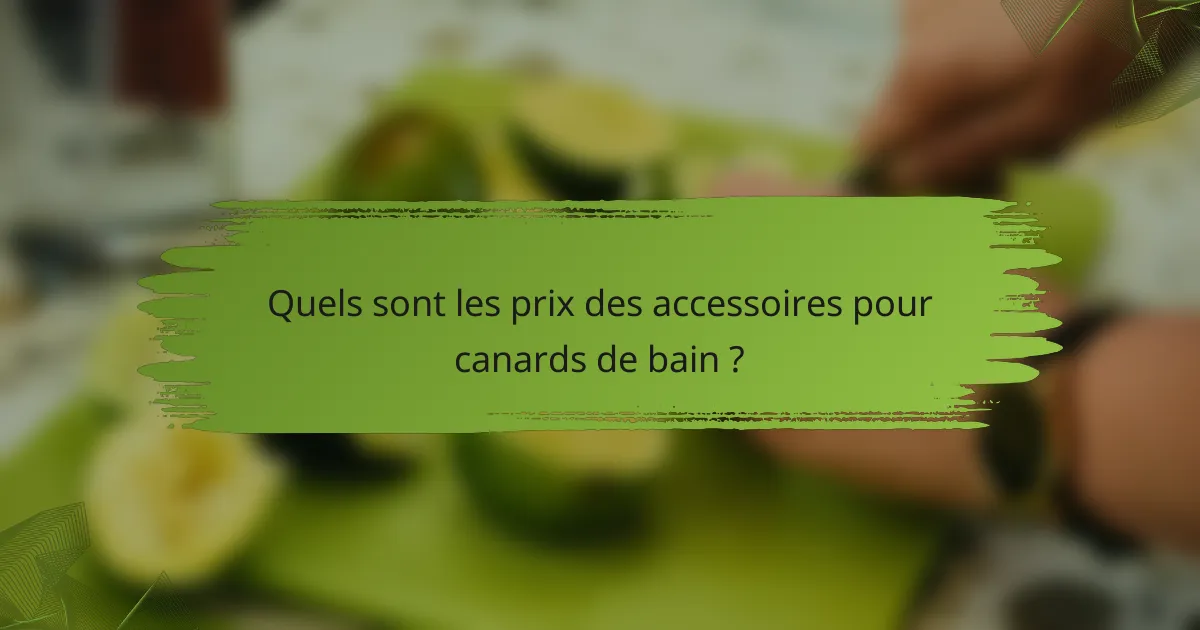 Quels sont les prix des accessoires pour canards de bain ?