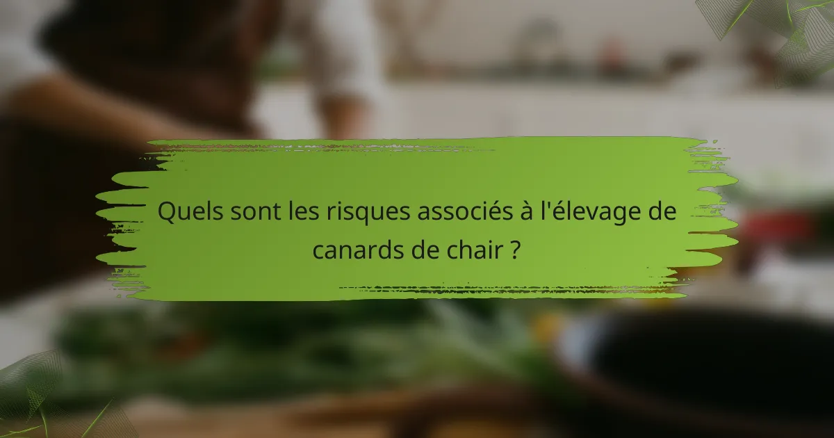 Quels sont les risques associés à l'élevage de canards de chair ?