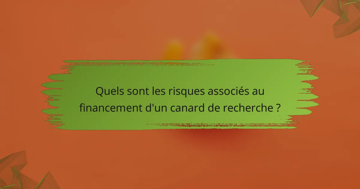 Quels sont les risques associés au financement d'un canard de recherche ?