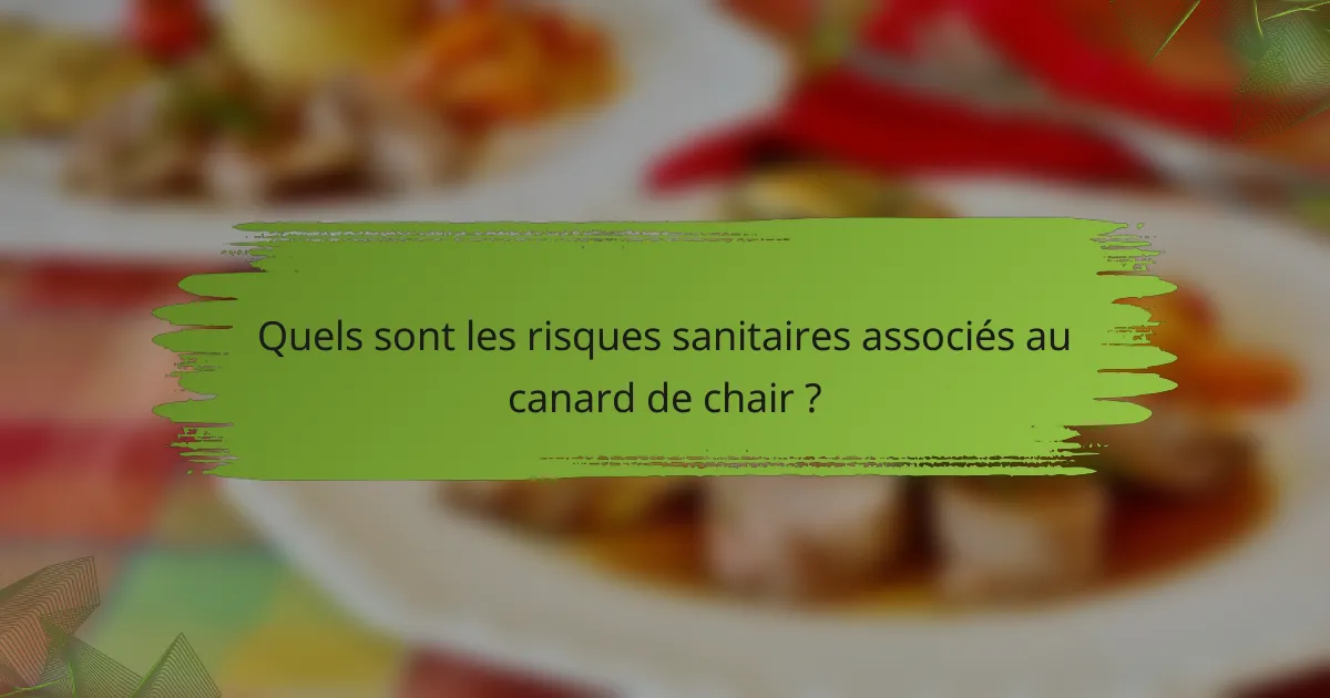 Quels sont les risques sanitaires associés au canard de chair ?